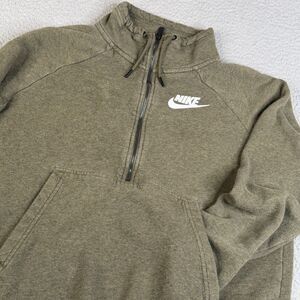 NIKE Sweatshirt Mens Small Green 1/4 Zip Pullover Fleece Sportswear Streetwear